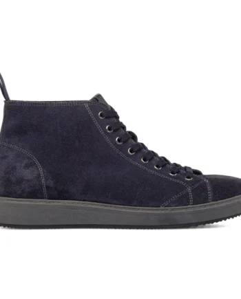 Sneakers altas azules de hombre en piel efecto ante